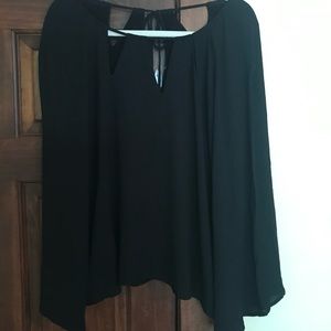 Black cutout neck blouse